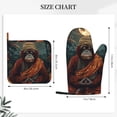 thumbnail image 3 of Honeii Banana Leaf Meditating Gorilla patten Oven Mitts and Pot Holders Sets, Baker Oven Mitts, Mittens for Kitchen Decor, Baking Lover over Gloves Gifts, 3 of 7