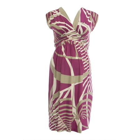 Print Surplice Dress - OLIAN Maternity Women's Magenta Abstract Print Surplice Neck Dress