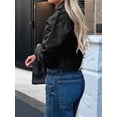 thumbnail image 6 of Jackets for Female CasualLoose Comfy Utility Style Button Up Large Lapel Cropped Jacket Female Black L, 6 of 7