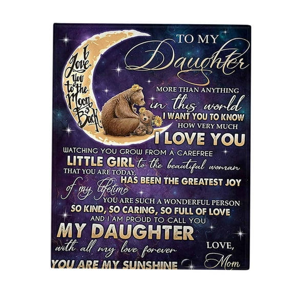 HOARBOEG Love Letter Flannel Blanket to My Daughter Gift Christmas Birthday Special Occasions Gift from Mom Flannel Plush Soft Bed Blanket Healing Thoughts ( to My Daughter from Mom)