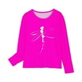 thumbnail image 4 of Odeerbi Kids Girls Fall Winter Basic Layering T-Shirt Cute Print Basic Tees Long Sleeve Shirts Cute Crewneck Tops Dressy Casual Blouses Base Layer Kids Clothes Hot Pink, 4 of 5