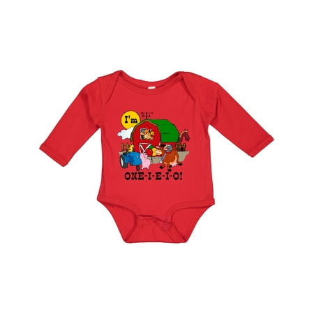 

Inktastic ONE-I-E-I-O Gift Baby Boy or Baby Girl Long Sleeve Bodysuit