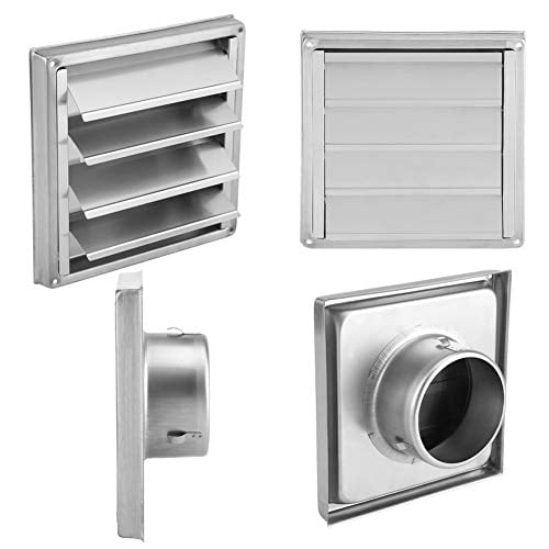 Maxmartt 100mm Vent Cover Stainless Steel Outdoor Dryer Wall Air Vent Filter  Square Tumble Extractor Fan Outlet Square Louver Exhaust Fan - Walmart.com
