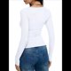 thumbnail image 5 of Camisa Básica de Punto Acanalado con Cuello en U y Larga de Color Liso para Mujer, Corte Entallado e Informal. M, 5 of 6