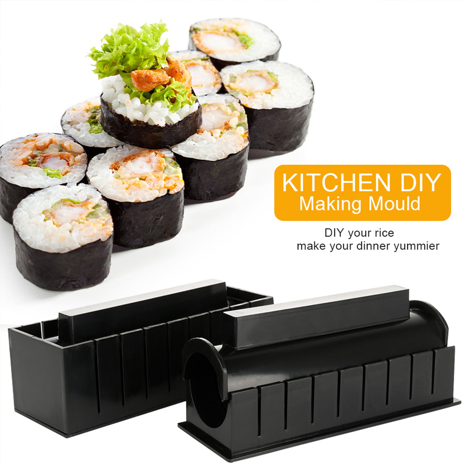10Pcs Portable Sushi Kimbab Maker Kit Rice Roll Mold Kitchen DIY Making  Mould Roller Tools Kitchen Dining Tools 