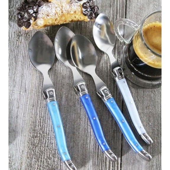 French Home  Set of 4 Laguiole Shades of Blue Coffee Spoons