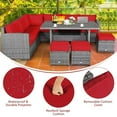 thumbnail image 4 of Pemberly Row 7 PCS Patio Dining Set Sectional Sofa Couch Ottoman Garden in Red, 4 of 8