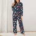 thumbnail image 2 of Hirioo Cherry Blossoms for Women's Pajama Sets 2 Piece Pjs Women's Long-Sleeved Pajama Set Button Down Sleepwear,S-XXL-X-Large, 2 of 7