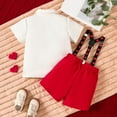 thumbnail image 4 of Hpapadks Girls Holiday Outfits Boys Valentine's Day Short Sleeve Heart Prints Shirt Tops Suspender Shorts Gentleman Outfit Girls' Clothing Sets, 4 of 6