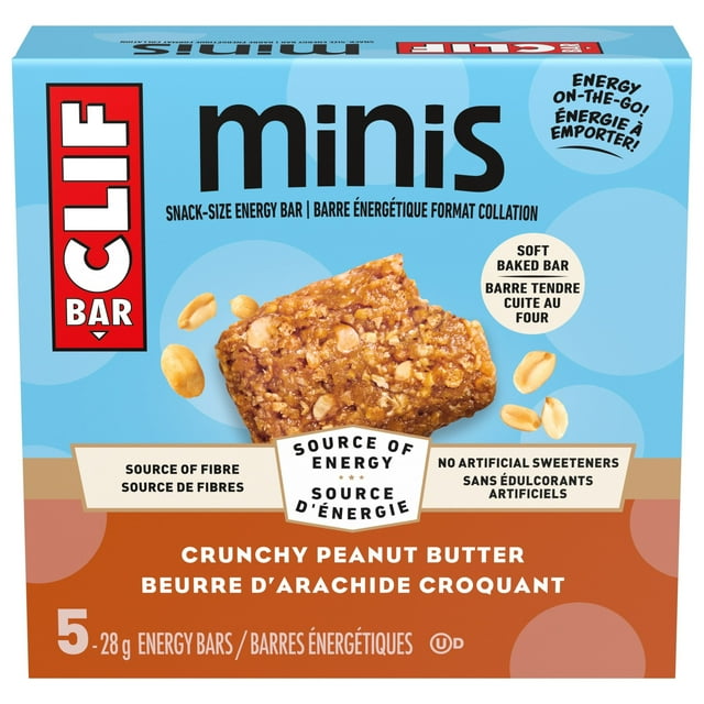 CLIF BAR Minis, Snack-Size Energy Bars, Crunchy Peanut Butter, Source of Fibre, No Artificial Sweeteners, 70% Organic Ingredients