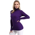 thumbnail image 3 of Women Long Sleeve Sweatshirt,Stretchable Knit Slim Fit Solid Sweater Apricot, 3 of 9