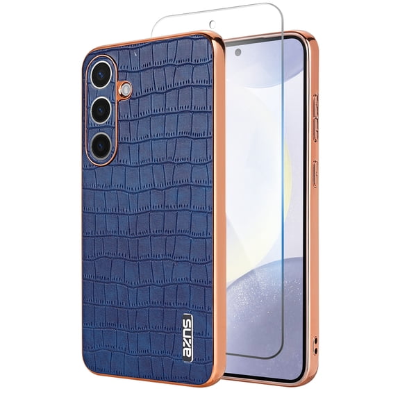 Allytechgroup Stylish Phone Case for Samsung Galaxy A16 5G, Slim Fit Crocodile Pattern Galaxy A16 5G Cover with Screen Protector, Shockproof Galaxy A16 5G Ultra Case for Women Men, Blue