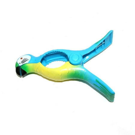 

Color Windproof Beach Towel Clip Cute Animal Reusable Plastic Towel Holder Blue Parrot