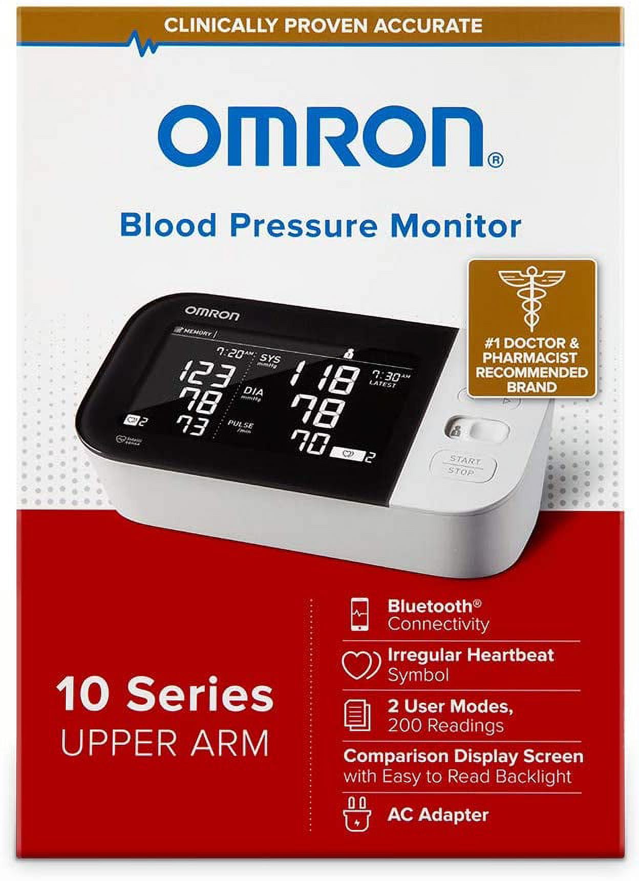 Omron 10 Series Wireless Upper Arm Blood Pressure Monitor with 9 in. to 17  in. Easy-Wrap ComFit Cuff 843631135464 - The Home Depot