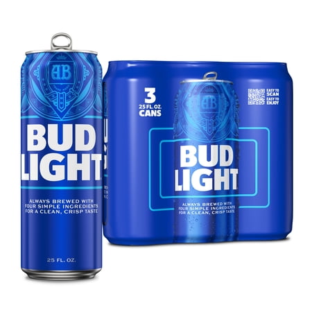 Bud Light American Light Lager Beer 3 Pack 25 fl oz Aluminum Cans 4.2% ABV