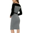 thumbnail image 3 of INSPIRE CHIC Women's Vintage Houndstooth Square Neck Contrast Long Sleeve Midi Bodycon Dress M Black, 3 of 6