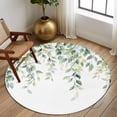 thumbnail image 3 of Spring Eucalyptus Leaves Large Area Rugs for Bedroom Living Room, Soft Non Slip Carpet Bedside Rug, Botanical Weeping Summer Round Floor Cover Kitchen Accent Rug 8' for Dining Room/Office, 3 of 9