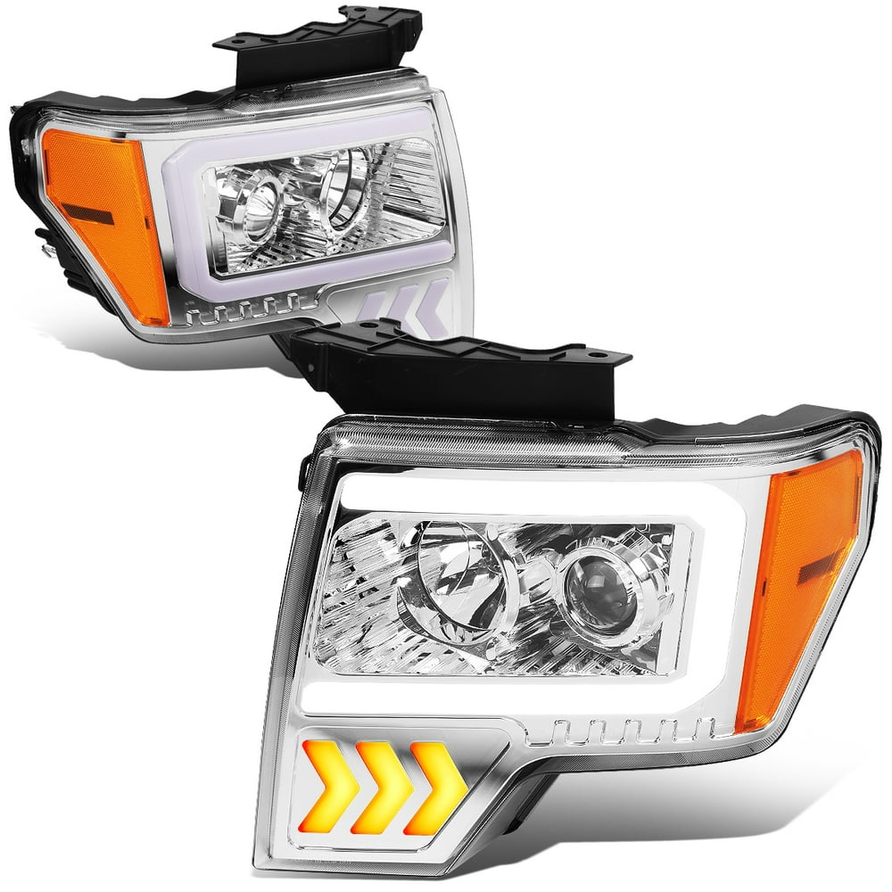 For 2009 to 2014 Ford F150 Pair Chrome Housing Amber Corner LED DRL