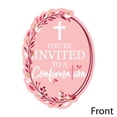 thumbnail image 2 of Big Dot of Happiness Confirmation Pink Elegant Cross - Shaped Fill-in Invitations - Girl Religious Party Invitation Cards with Envelopes - Set of 12, 2 of 6