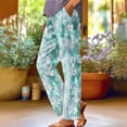 thumbnail image 2 of Sentmoon Women Linen Pants with Print High Elastic Waist Womens Trouser Pants Plus Size Loose Fit Straight Leg Casual Pants for Women with Pocket for Summer and Hot Weather, 2 of 6