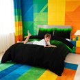 thumbnail image 3 of meiyoeat line Geometric Print Bedding,Black Green Neon Striped Duvet Cover Full,Reversible,3-Piece,1 Duvet Cover and 2 Pillowcases, 3 of 6
