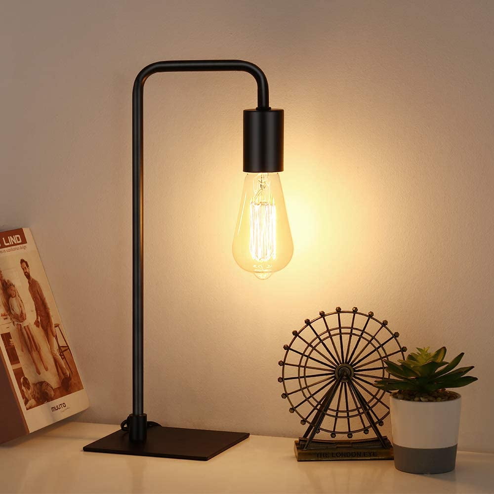 Black Modern Desk Lamp Industrial Bedside Lamp for Bedroom Office Dormitory
