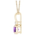 thumbnail image 2 of ANGARA Natural Round Amethyst Solitaire V-Bale Pendant with Diamond in 14K Yellow Gold for Women (Size-5mm) | February Birthstone, Anniversary, Jewelry Gift for Women | Natural Amethyst Necklace, 2 of 8