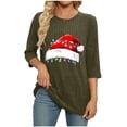 thumbnail image 4 of qucoqpe Women's Christmas Tree Tops Soft Ribbed Pullover Top, Casual Round Neck 3/4 Sleeve Sweaters for Women, 4 of 6