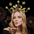 thumbnail image 4 of 2026 New Year Headband Glitter Number Crown for Nye Party Supplies Velvet High-Density Glitter Headwear for Women Men Kids All Night Comfortable Wear, 1 Headband, 4 of 9