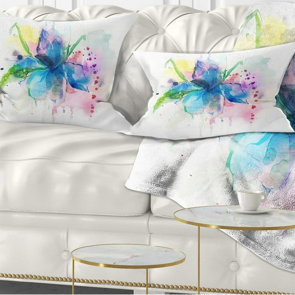 Designart Iris Watercolor Illustration Art - Animal Throw Pillow - 12x20