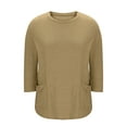 thumbnail image 6 of Horkkom Plus Size Tunic Tops for Women Crew Neck Solid Color 3/4 Length Sleeve Tops Casual Loose Comfy Blouses with Pockets XXL, 6 of 7