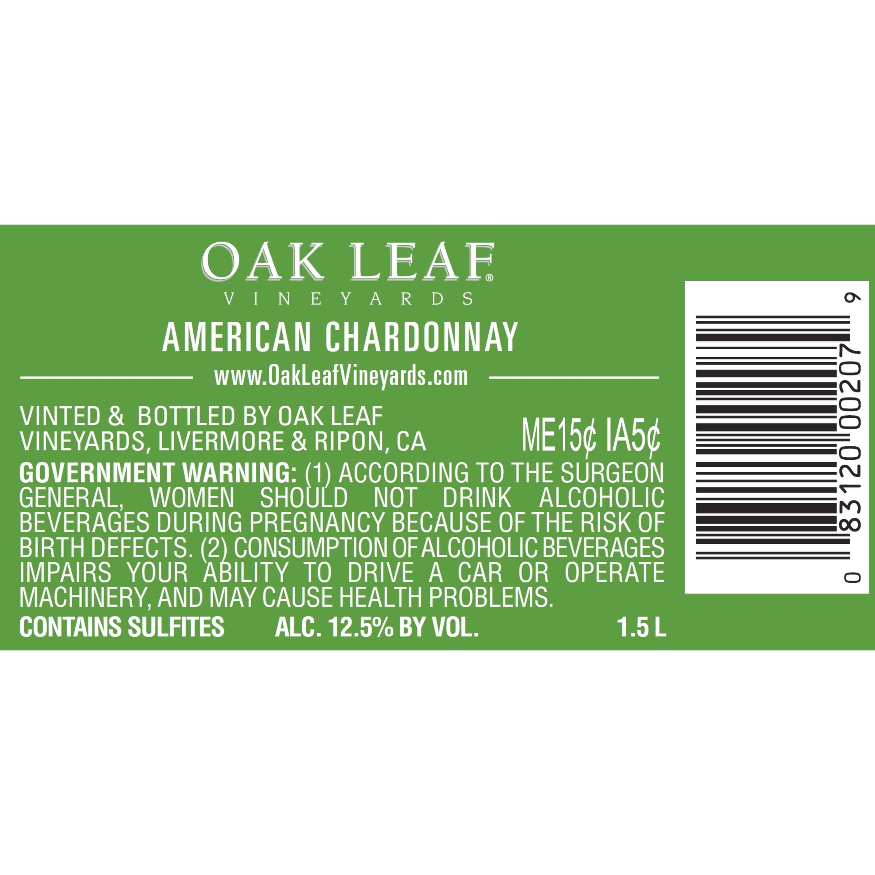 Oak Leaf Vineyards Chardonnay White Wine 1 5l American Walmart Com Oak Leaf Vineyards Chardonnay White Wine 1 5l American Walmart Com