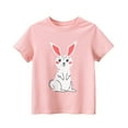 thumbnail image 2 of LYMAYTER Kids Toddler Short Sleeve T-Shirt for Girls 100% Organic Cotton Tee Shirts Summer Crew Neck Bunny Tees Shirts,Size 6-15Y, 2 of 10
