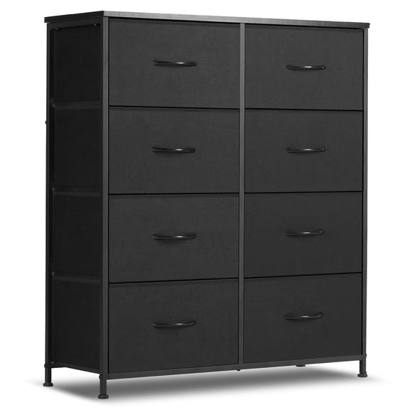 OCHAPA 8-Drawer Fabric Storage Tower for Bedroom, Hallway, Entryway, Closet, Tall Chest Organizer Unit with Fabric Bins, Steel Frame, Wood Top, Easy Pull Handle,Black