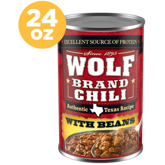 Wolf Brand Chili With Beans, 14g Protein Per Serving, 24 oz. Can