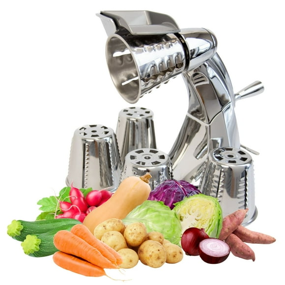 Valore Hachoir à Légumes Pro – Hachoir en Acier Inoxydable avec 5 Cônes de Coupe – Trancheuse de Légumes avec Base à Succion et Poignée – Râpe à Pommes de Terre Cadeaux de Cuisine pour Elle