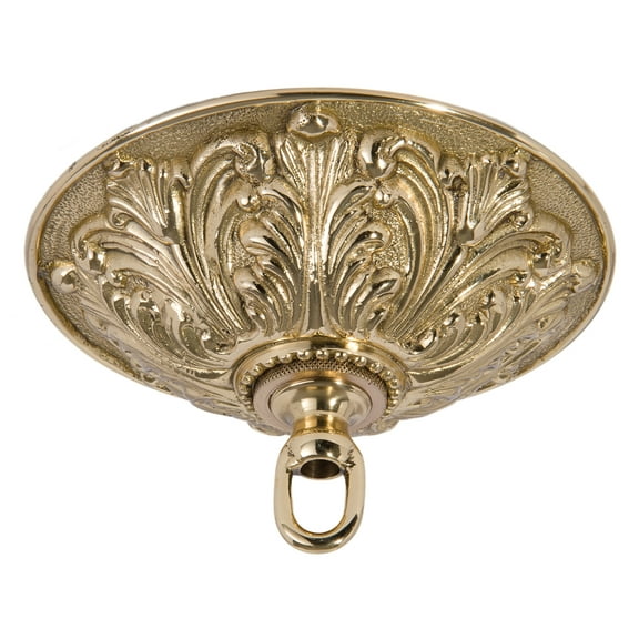 B&P Lamp® Heavy, Antique Style Polished Brass Canopy Kit, 5 1/2" Dia., Polished & Lacquered