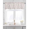 thumbnail image 2 of Pink Flower Linen Curtain Valance for Bedroom/Bathroom/Kitchen/Office/Living/Dining Room Windows, Sage Green Leaves Farmhouse Botanical Herb Rod Pocket Topper Decorative Cafe Drapes Panel 42"x18", 2 of 6