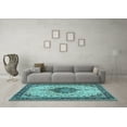 thumbnail image 3 of Ahgly Company Indoor Square Medallion Light Blue Traditional Area Rugs, 6' Square, 3 of 4