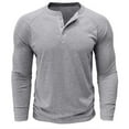 thumbnail image 3 of VSSSJ Shirts for Men Fitted Solid Color Button Round Neck Long Sleeve Pullover Tees Casual Autumn and Winter Lightweight Sportwear Gray01 XXL, 3 of 6