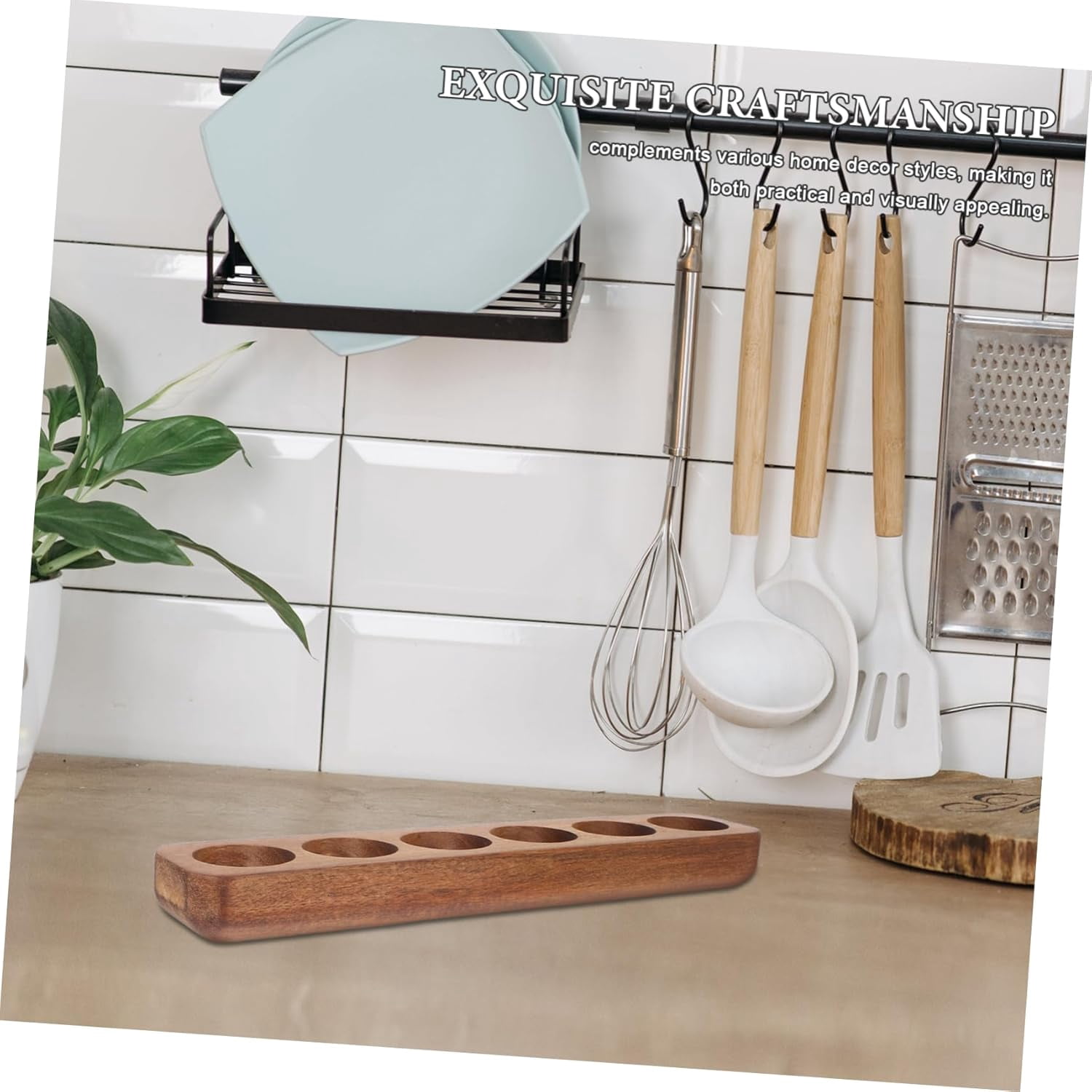 ABCISI Wooden Egg Holder, Space-saving 6-Holes Egg Tray for Refrigerator Storage and Countertop Display, Rustic Egg Storage Rack Deviled Egg Plates, Smooth Finish and Compact Kitchen Organizer