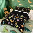 thumbnail image 2 of Manfei Space Astronaut Dino Animals Full Size Comforter Sets,Neon Stars Bedding Comforter Set,Black Yellow,Black Reversible,3pcs,1 Comforter and 2 Pillowcases, 2 of 7