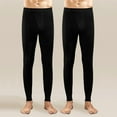 thumbnail image 2 of USNSM 2PC Mens Thermal Leggings, Fleece Lined Thermal Underwear Bottoms Solid Color Soft Comfortable Full Length Leggings Black XXXXL, 2 of 3
