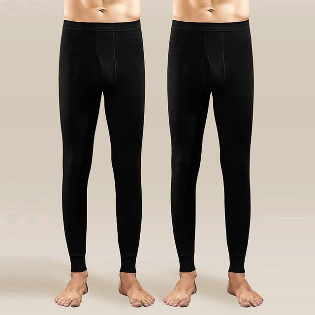 Conjunto de 2 leggings térmicos y pantalones de lana de invierno para hombre.
