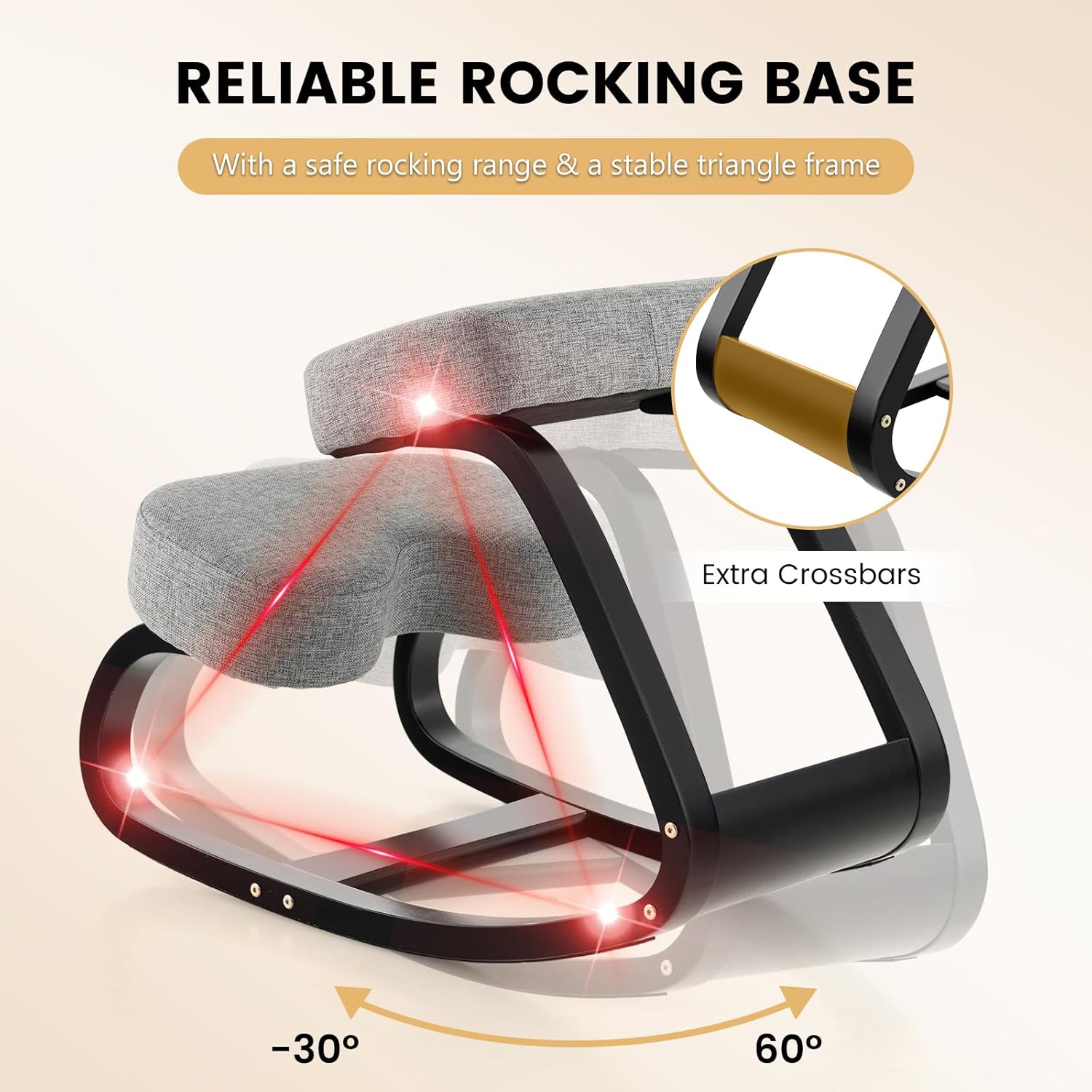Ergonomic Kneeling Chair, Rocking Knee Chair for Upright Posture, Home Office Ergo Kneel Support Stool, Relieving Back and Neck Pain & Improving Posture