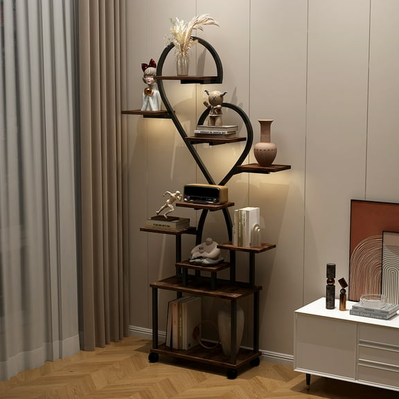 (Heart Shape) Plant Stand Indoor with Grow Lights, Tiered Indoor Plant Shelf, Metal Plant Flower Holder Stand, S-Shaped Plant Rack for Home, Patio,Plant Stand,Plant Stand Indoor