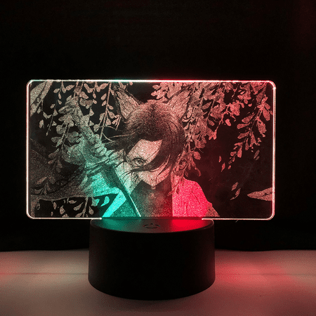 

JUSTUP Led Night Light Anime Acrylic Engraved Double Color Remote Control Lamp for Home Bedroom Decor Lights --- Pattern 1（Black Seat）