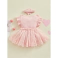thumbnail image 4 of ZINTAOZT Newborn Baby Girl Romper Dress Outfits Flower Mesh Lace Ruffle Jumpsuit Dress Headband Cute Summer Clothes, 4 of 8