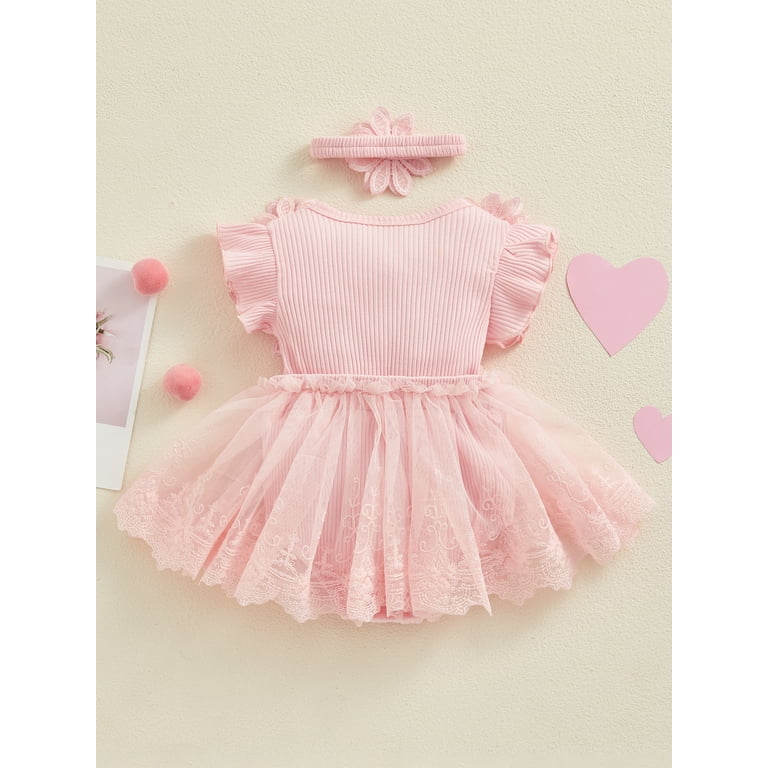 Hirigin Newborn Baby Girl Lace Romper Dress Short Sleeve Ruffle Mesh ...