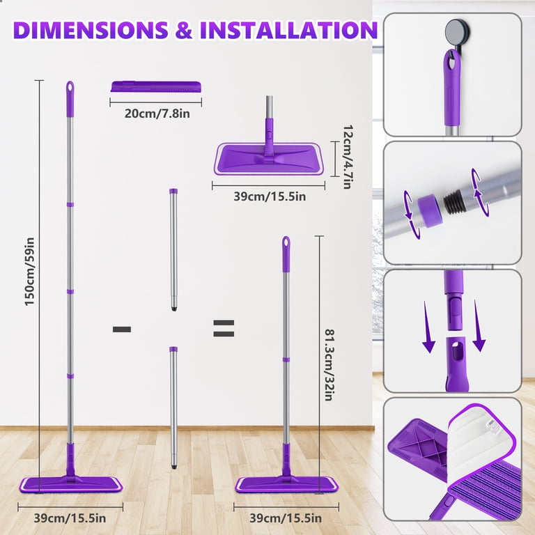 MYSPRI Microfiber Wet Flat Mops for Floors photo 2